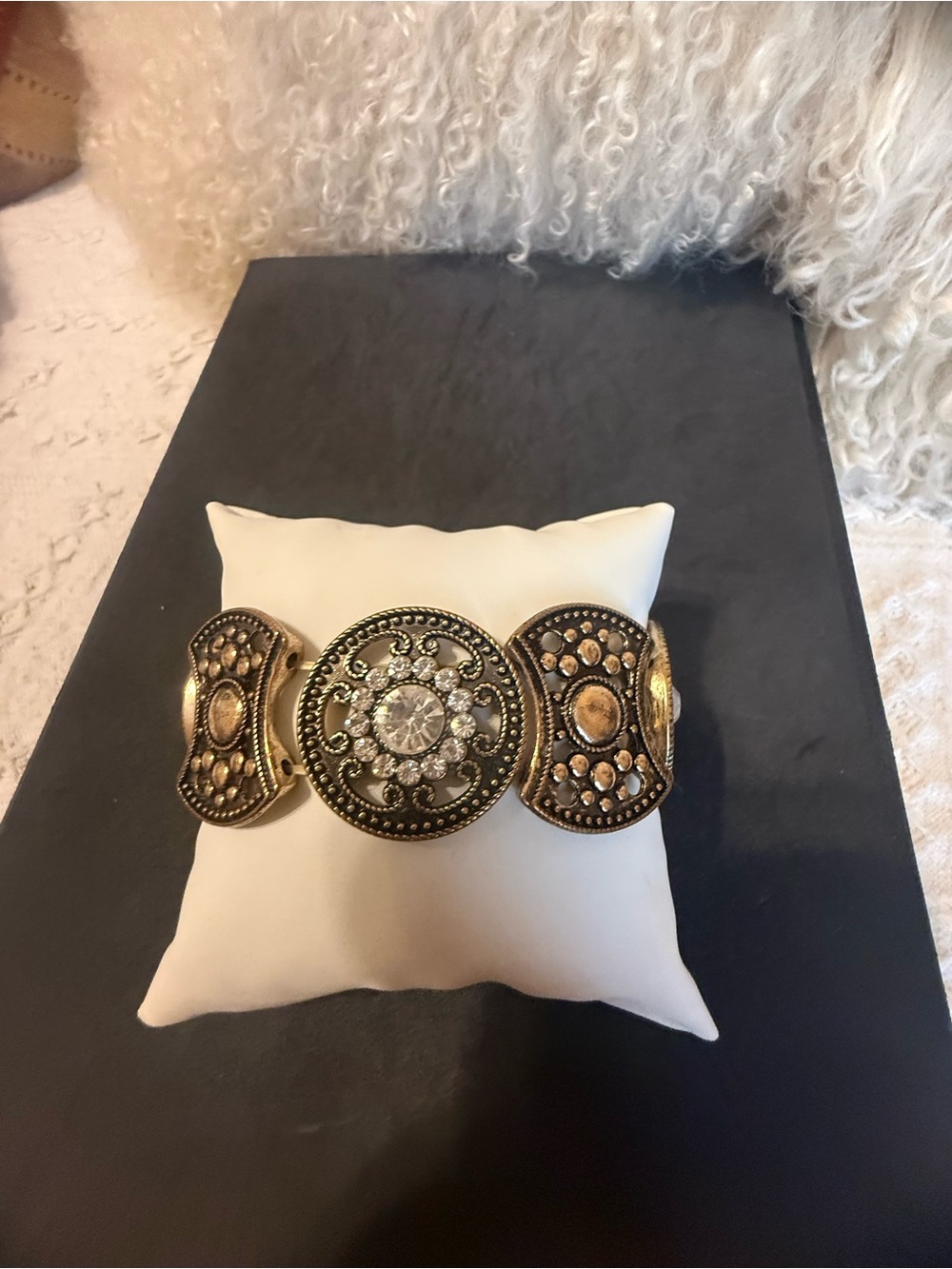 Charming Charlie Gold-Tone Decorative Crystal Medallion Bracelet